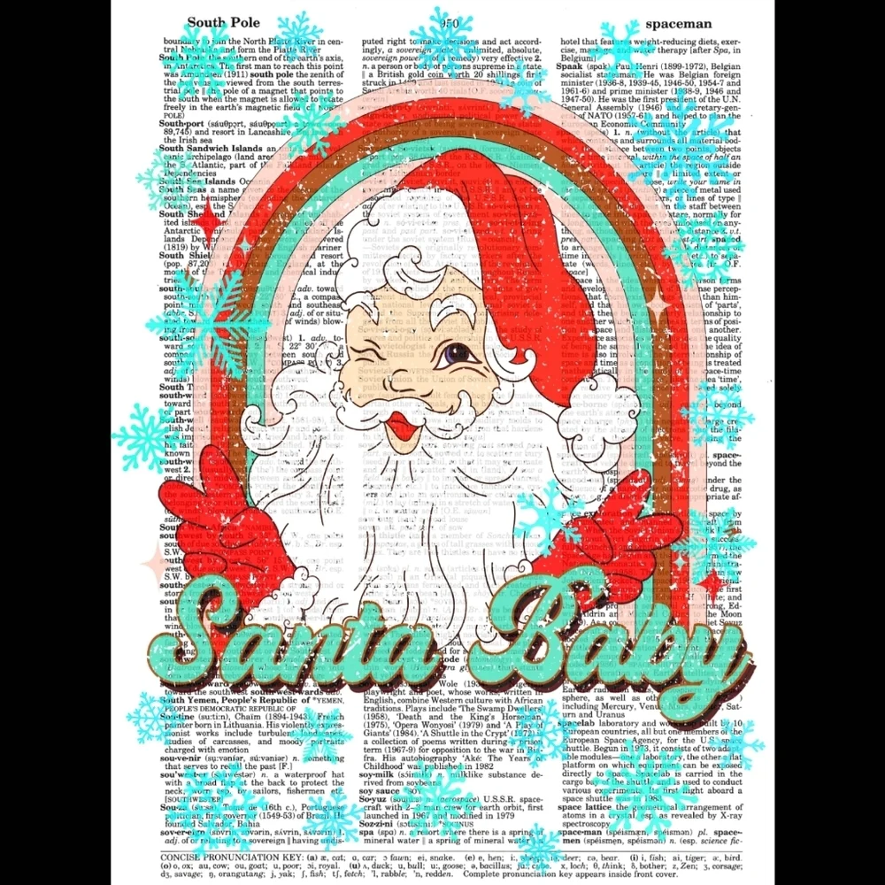 Santa Baby Christmas Holiday Vintage Dictionary Art Pri… - Picture 3 of 5